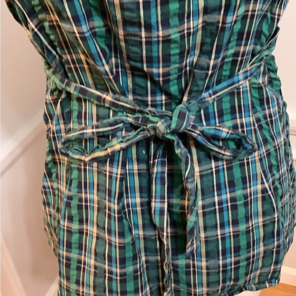 BUTTON DOWN THE FRONT PLAID HALTER TOP - Picture 5 of 5